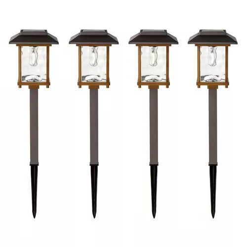 4 Pack - Bronze Gold Solar LED Light Set - Outdoor Path Yard Lighting